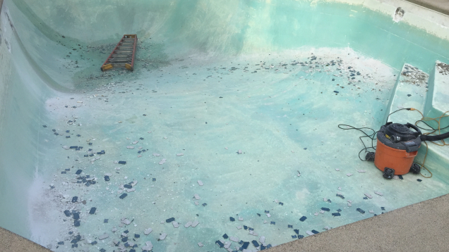 Lincoln, RI gunite pool restoration in-progress.