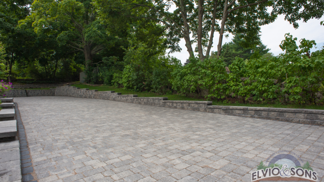 Retaining walls along driveway in Hope, RI.