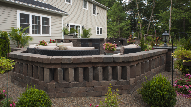 Unilock block wall in Saunderstown, RI.