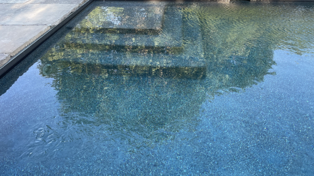 Jamestown, RI Gunite Pool Pebble Steps